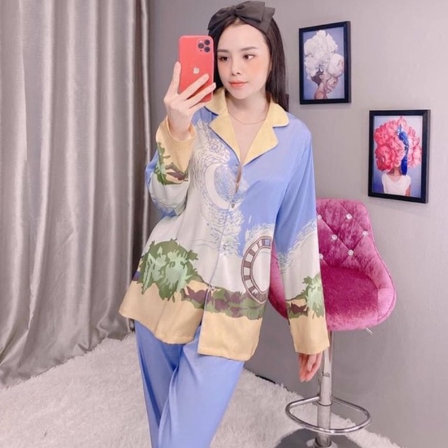 BỘ PIJAMA LỤA DÀI CAO CẤP TÍM NHẠT