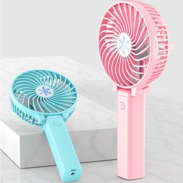 Quạt tích điện HandyMini gấp gọn 3 chế độ gió siêu mát, có đèn, cầm tay để bàn tiện dụng, kèm pin và dây cáp sạc
