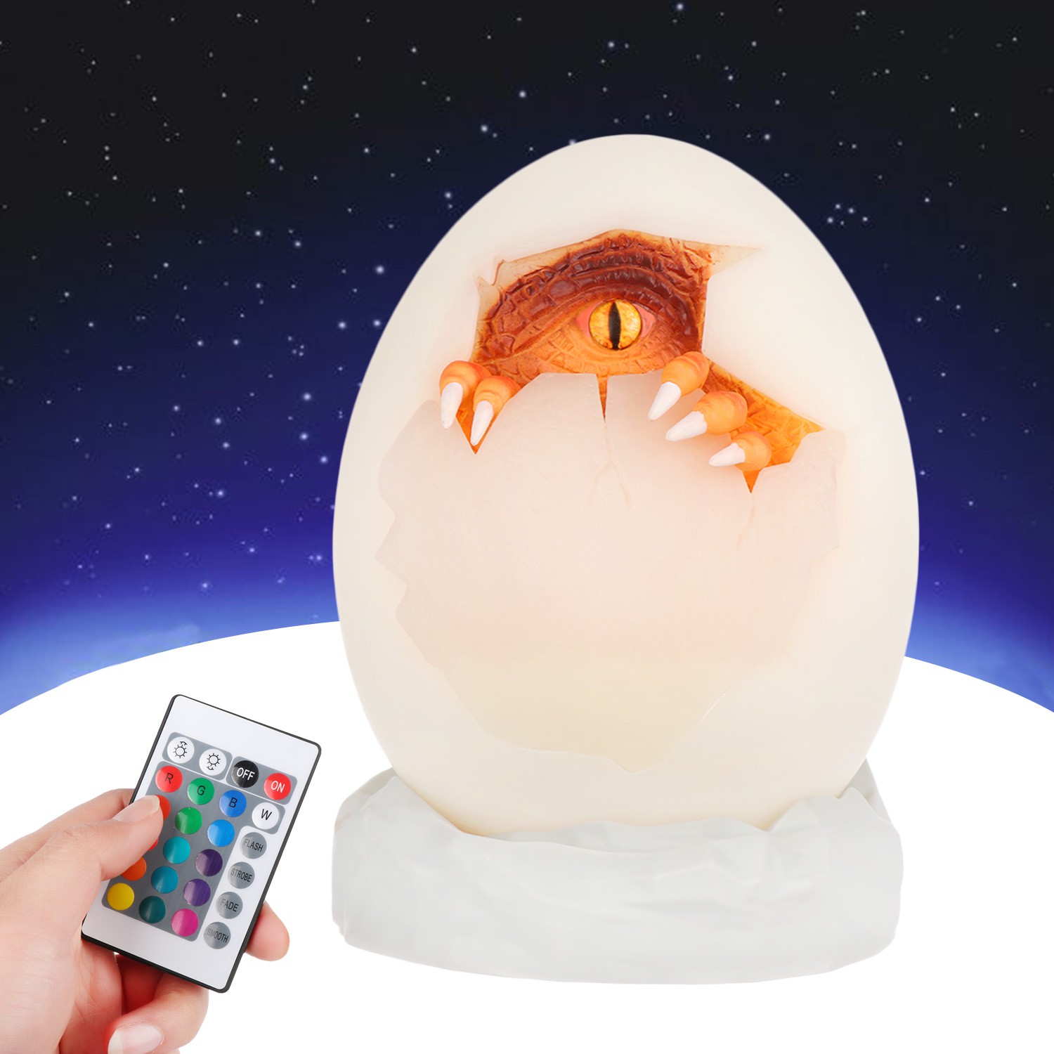 ❤LANSEL❤ Valentines Gifts for Kids 3D dinosaur lamp Children atmosphere Creative gift Night light Remote Touch Control Function 16 Colors Changing Bedroom Boys Room Decor Bedside table Dinosaur egg