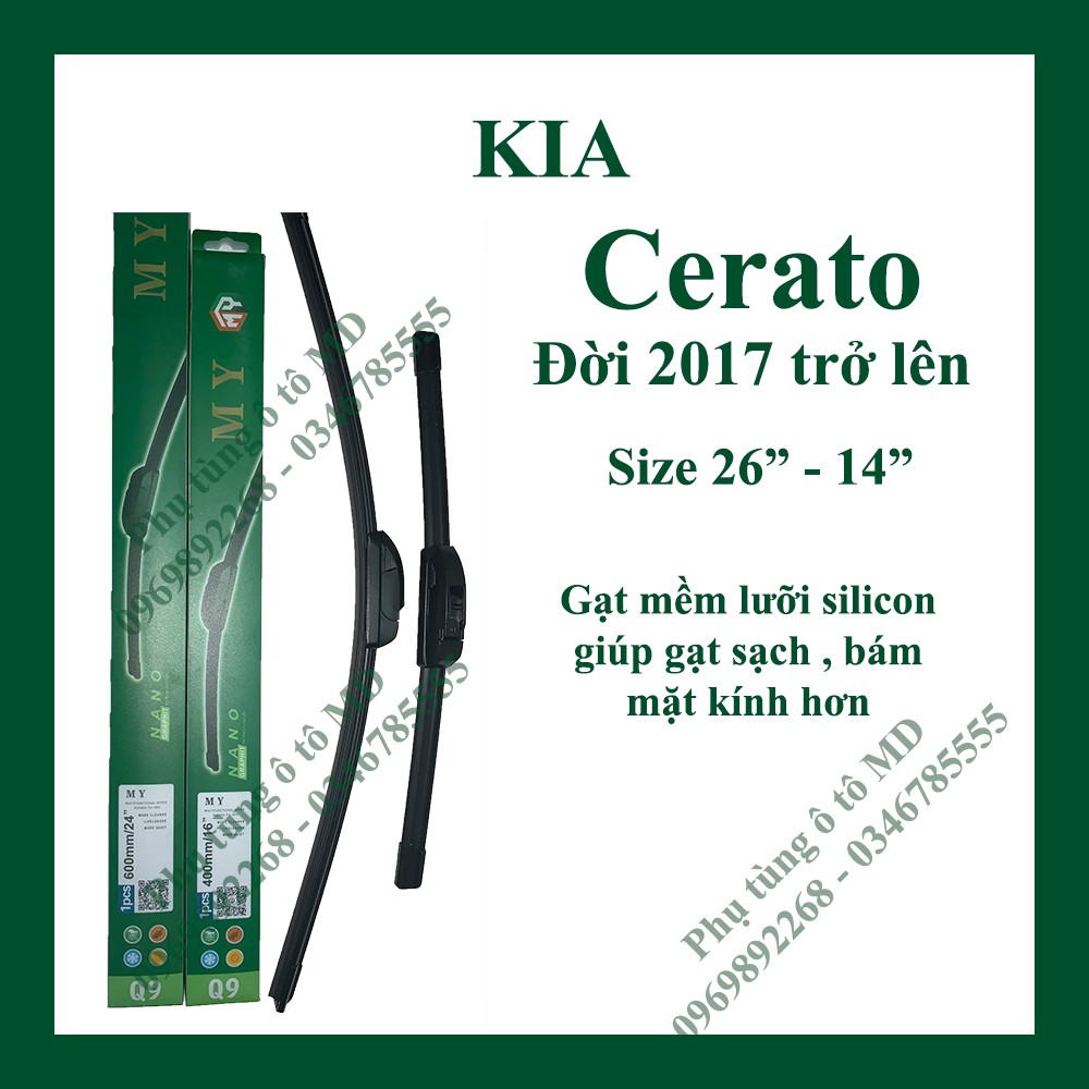 Gạt mưa Kia Cerato và Gạt mưa các đời , dòng xe khác của Kia: K3, Morning, Optima, Rio, Sedona, Sorento