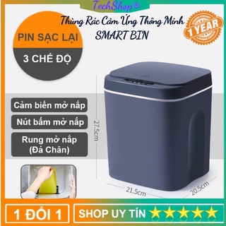 Thùng Rác Cảm Ứng Thông Minh SMART BIN Sạc USB Cao Cấp 0.3S DUNG TÍCH 16L - 12L - Có Nắp Đóng Tự Động Hiện Đại