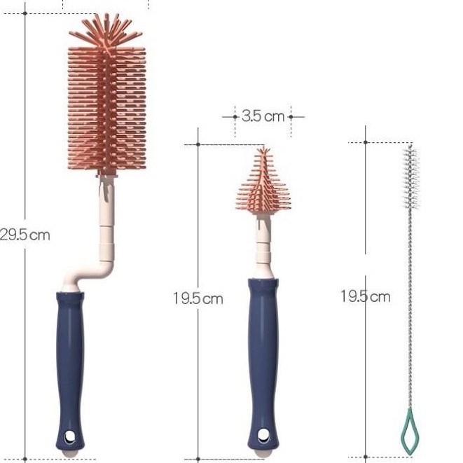 Cọ Bình Sữa, Bộ Cọ Rửa Bình Sữa Và Núm Ti Silicon Cao Cấp Siêu Mềm 3 Chi Tiết.