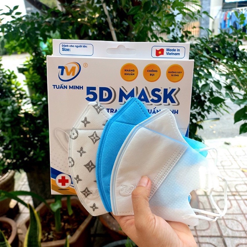 Set 100 cái / 10 hộp khẩu trang 5D mask Tuấn Minh chống bụi mịn cao cấp ami mask