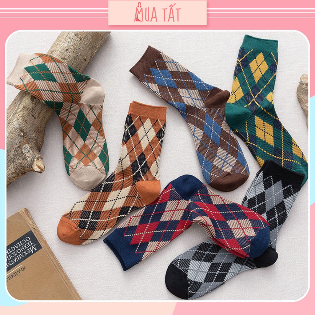 Vớ dài/ tất dài họa tiết quả trám Mua Tất unisex (muatatshop)