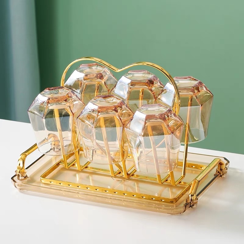 Giá Úp Ly, Giá Úp Cốc Đáy Vuông Tay Cầm Hình Trái Tim Cam Homeware