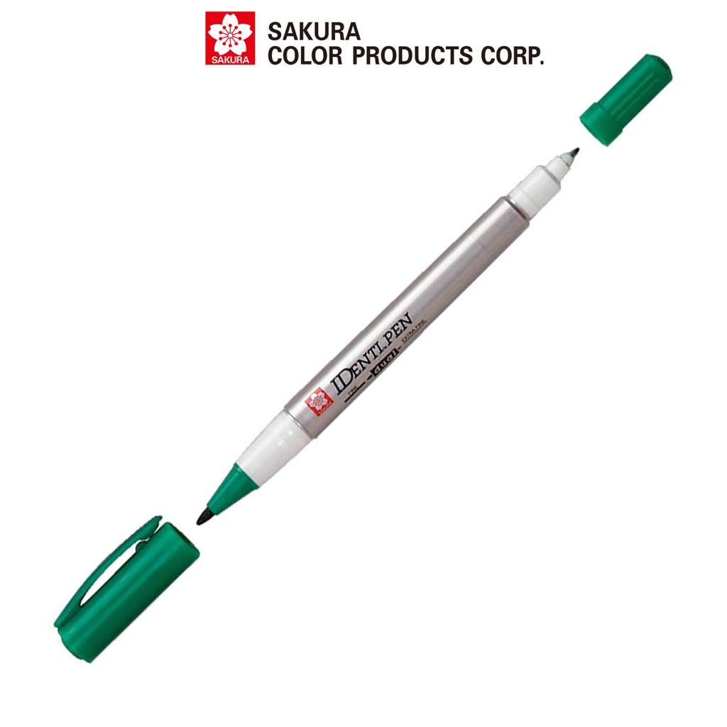 Bút lông dầu 2 đầu đánh dấu đa chất liệu Sakura Identi Pen Dual Point - Màu Xanh lá