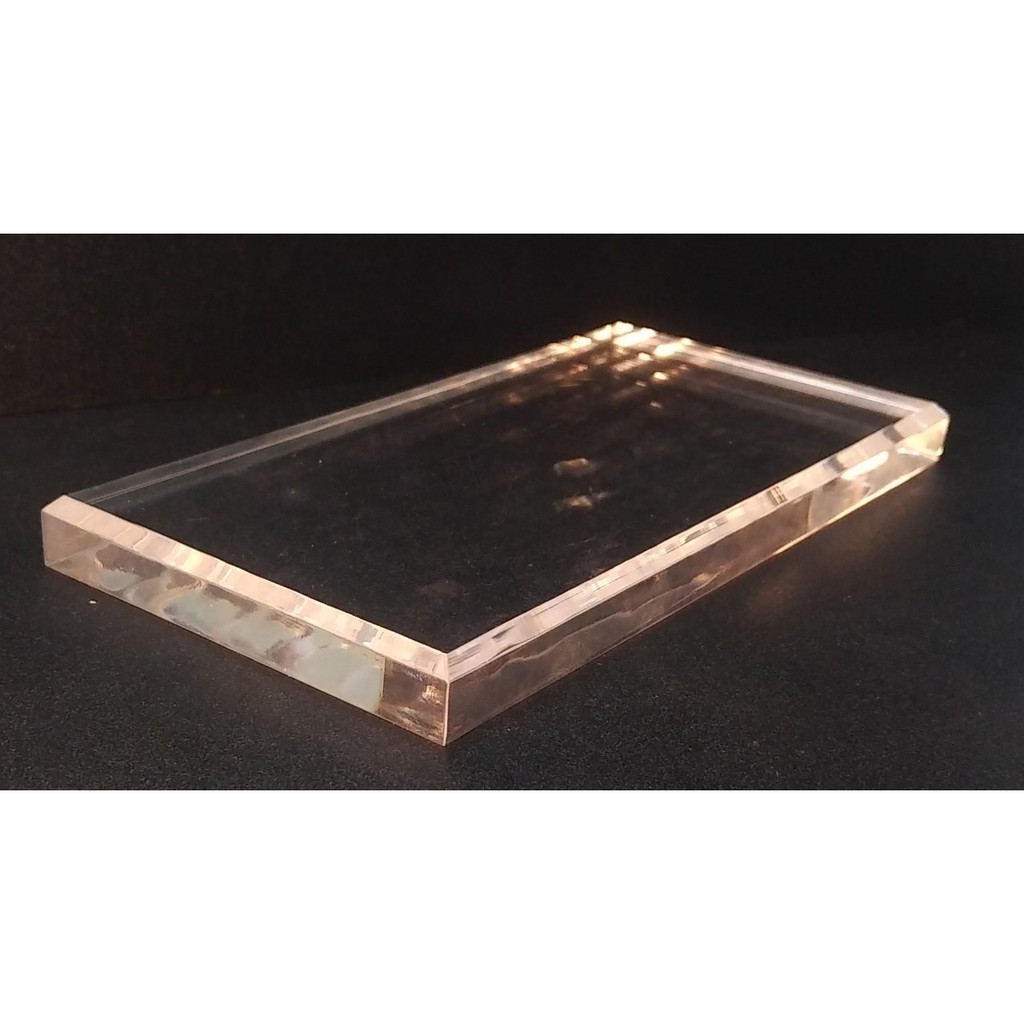 Khối đế mica trong suốt dày 15mm KT 20x10cm trưng bày sản phẩm mô hình