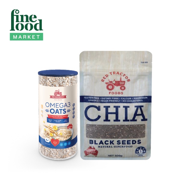 [Combo sức khỏe] Yến mạch omega3 oats Red Tractor Foods  dạng hũ 500gr + Hạt chia đen Red Tractor Foods gói 500gr