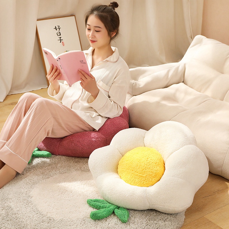 CÓ SẴNĐệm Lót Cho Sàn Nhà Cửa Sổ/ Cửa Ra Vào Bằng Cotton Hình Hoa Mềm Mại Cho Mùa đông Gối Nhồi Bông Tựa Lưng Hình Hoa Hướng Dương Có Thể Giặt Được