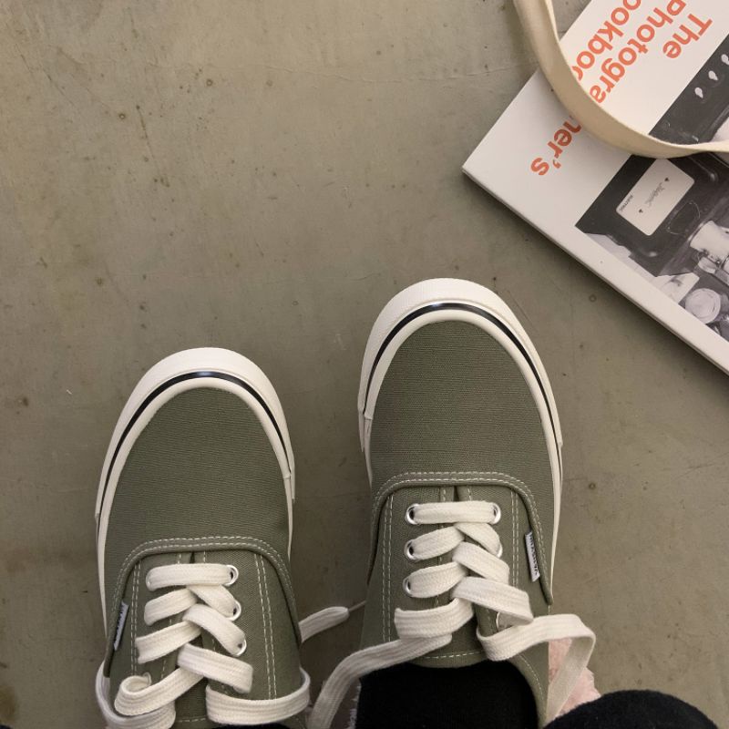 Giày thể thao ulzzang đế bằng màu xanh rêu