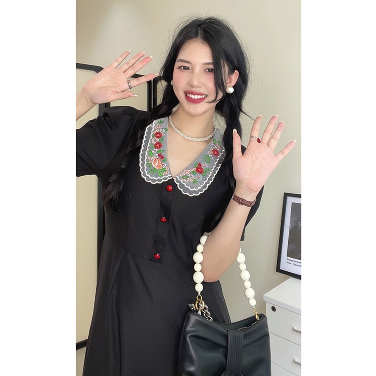 Đầm Polo Màu Đen Thời Trang Phong Cách Pháp Cho Nữ