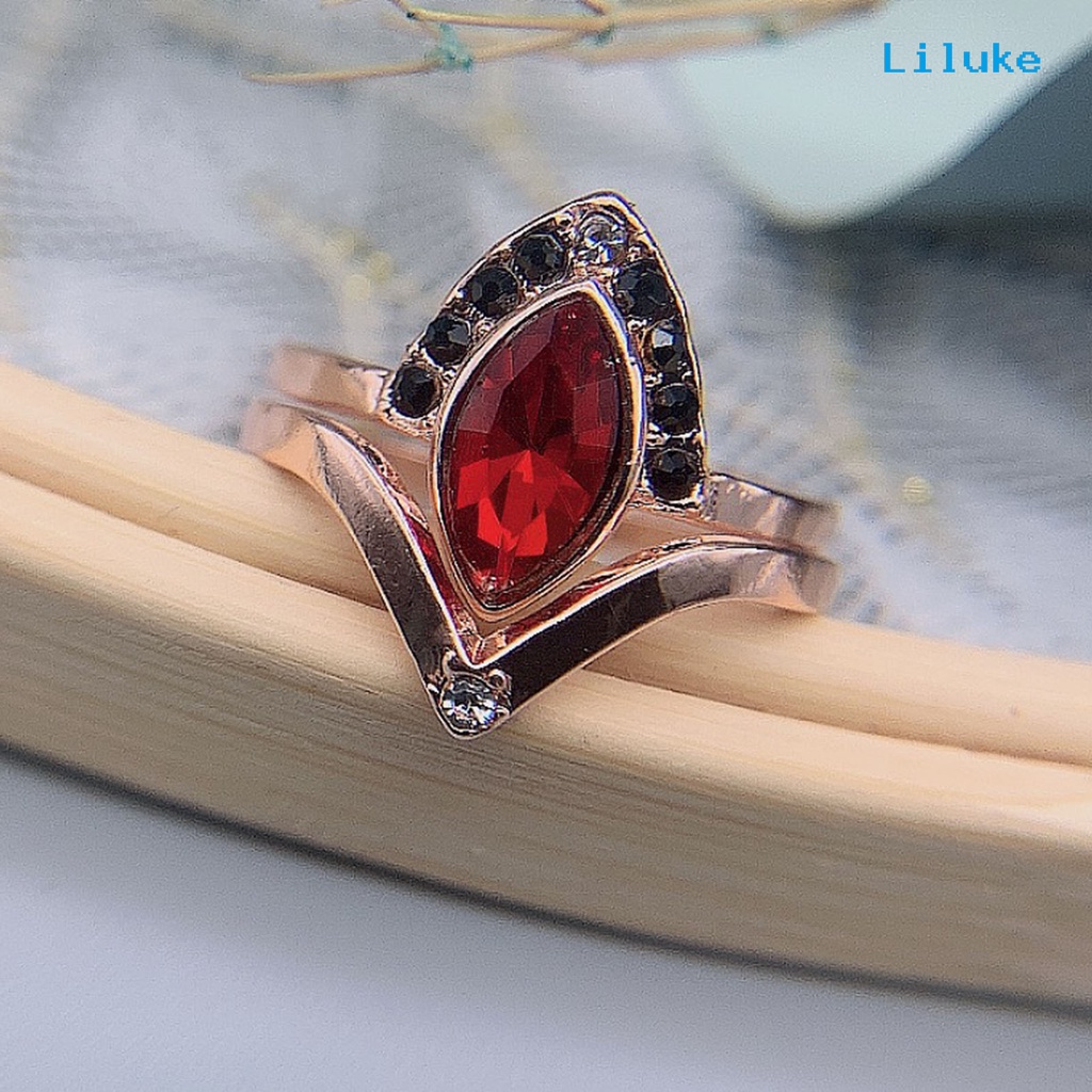 Bộ 2 Nhẫn Hợp Kim Đính Đá Nhân Tạo Thời Trang Cho Nữ