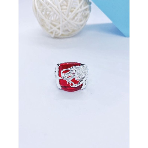 Nhẫn bạc nam gắn đá hình con rồng [ bạc chuẩn 100%]