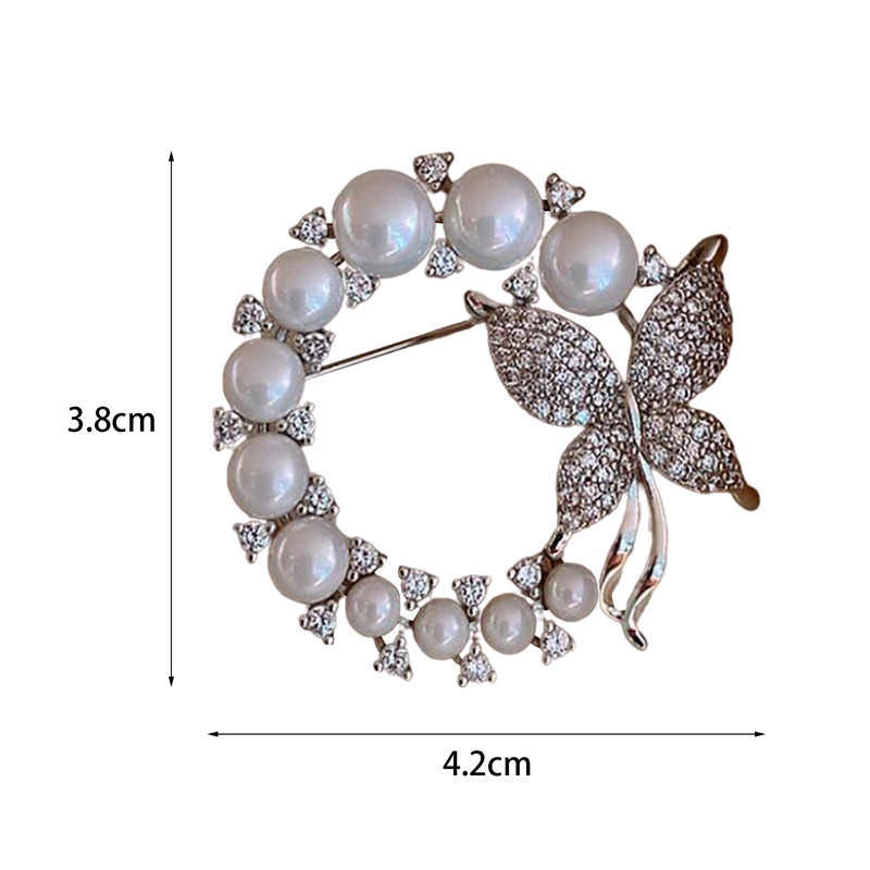 Trâm Cài Áo Hình Bướm Đính Ngọc Trai Và Đá Zircon Sang Trọng