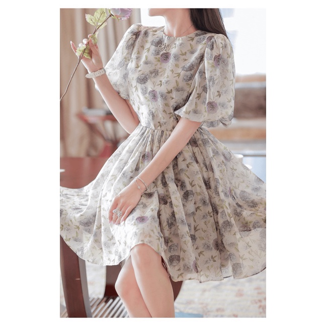 Đầm Voan Cổ Tròn Dáng Xòe Siêu HOT UP