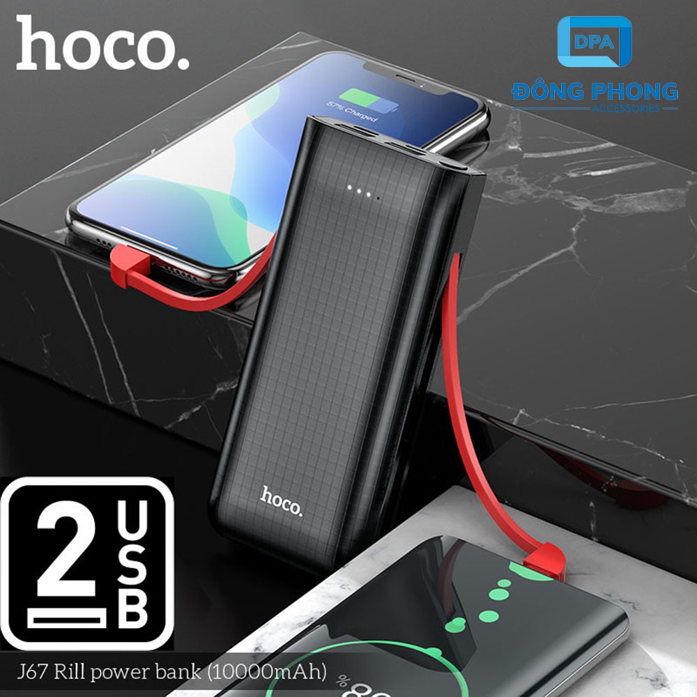 Pin Dự Phòng Hoco J67 10000mAh Chính Hãng Tích Hợp Cáp Sạc Đa Năng | BigBuy360 - bigbuy360.vn