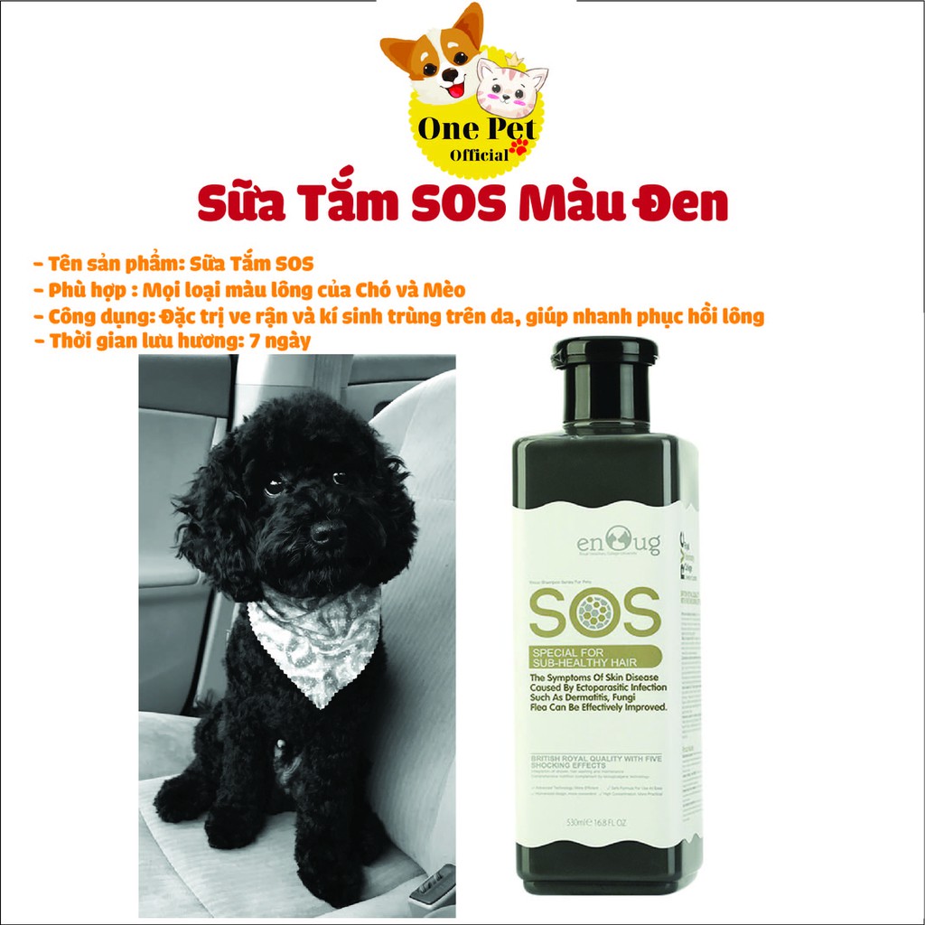 Sữa tắm cho Chó Mèo SOS 530ml, Sữa tắm giữ màu lông, lưu hương lâu, phục hồi da tổn thương đặc trị ve rận - One Pet Shop