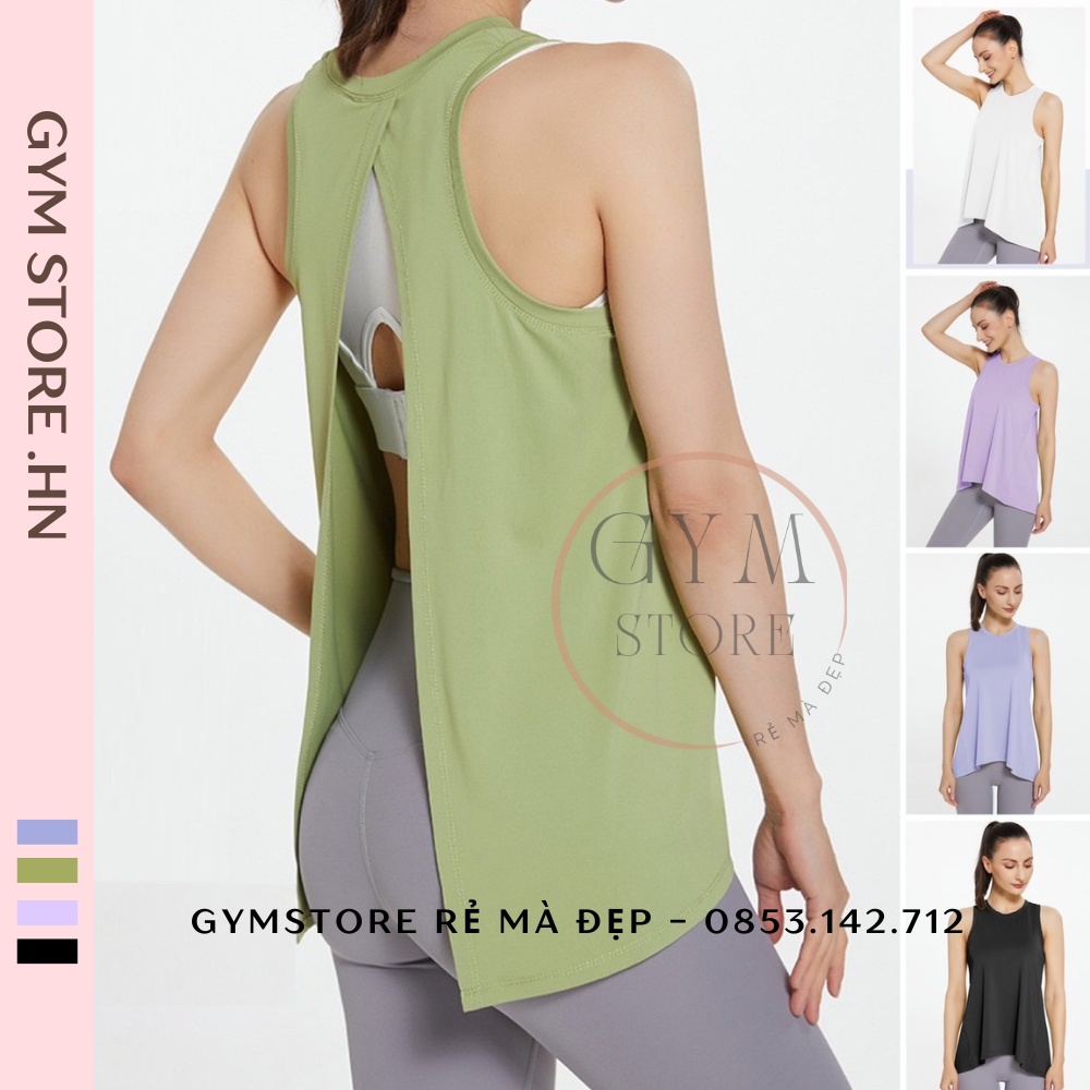 Áo Tanktop Nữ Vạt Xẻ Tập Gym Yoga Dance Thun Ba lỗ Chạy Bộ Co Giãn Thấm Hút Mồ Hôi GYMSTORE 030