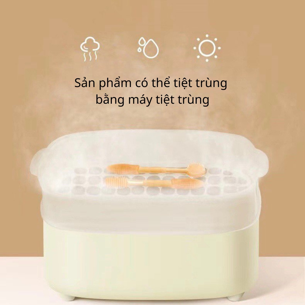 Bộ Bàn Chải Đánh Răng Và Rơ Lưỡi Silicon Cho Bé Từ 0 Đến 18 Tháng Tuổi