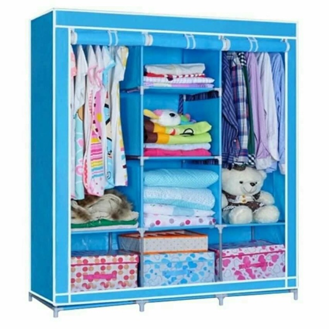 TỦ QUẦN ÁO VẢI 3 BUỒNG 8 NGĂN CAO CẤP