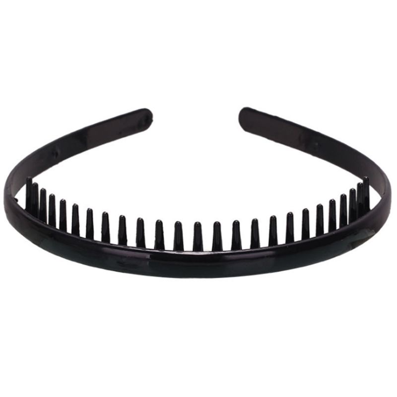 Băng Đô Cài Tóc 8mm Bằng Nhựa Màu Đen Trơn Chống Trượt Tạo Kiểu Tóc DIY Cho Nam Nữ