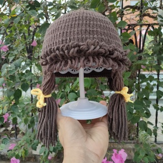 Nón len tóc búi có bím tóc giả cute cho bé yêu - Dương liễu handmade