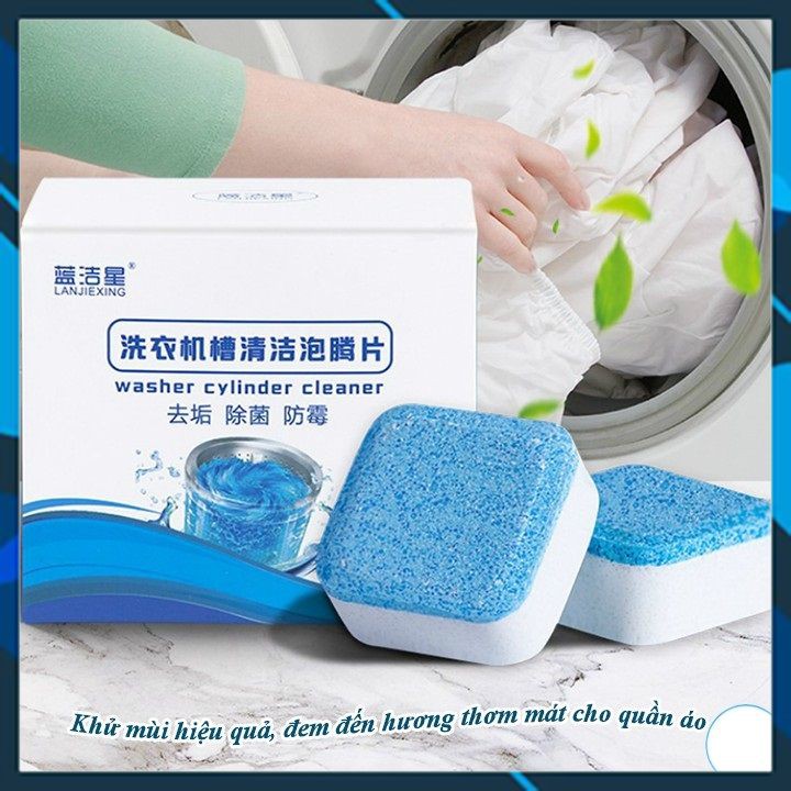Viên Vệ Sinh Máy Giặt Hộp 12 Viên Loại 1 Tẩy Cặn Lồng Giặt Khử Mùi Diệt Khuẩn Hiệu Quả