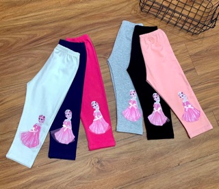 Quần legging elsa thêu ren nơ 3D