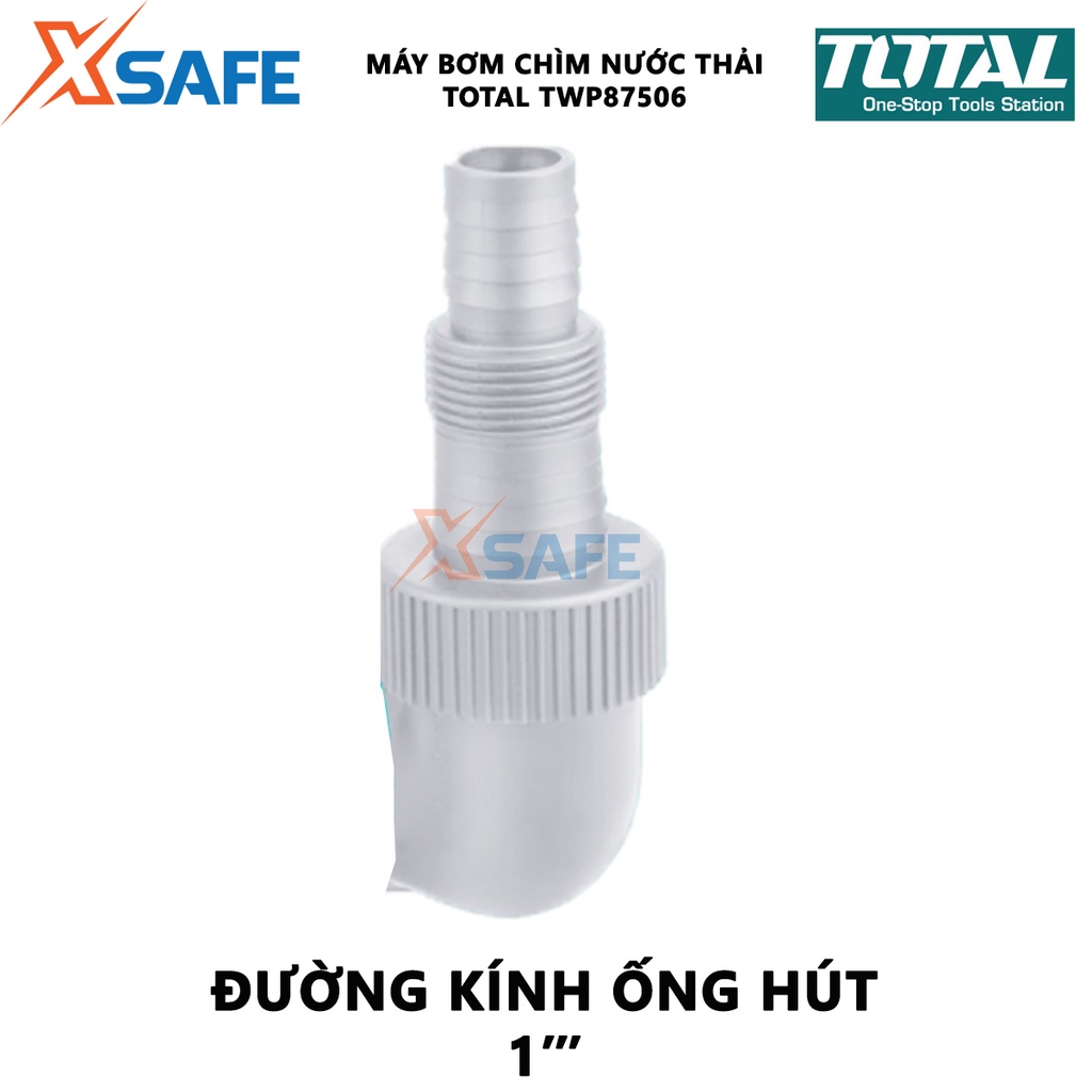 Máy bơm chìm nước thải TOTAL TWP87506 Bơm chìm mini công suất 750W(1.0HP), motor dây đồng, độ sâu tối đa 7m - [XSAFE]