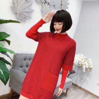 Váy bầu mùa đông tay nối chất len