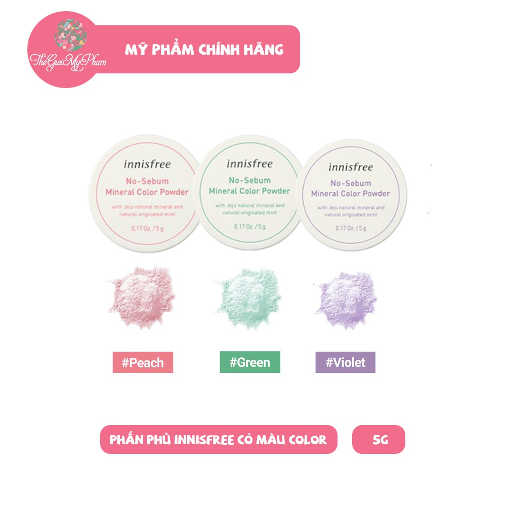 Phấn Phủ Kiềm Dầu Dạng Bột Khoáng Có Màu Innisfree No Sebum Mineral Color Powder 5g - NEW 2020