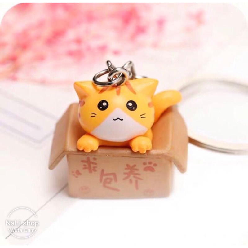 MÓC KHOÁ MÈO CON TRONG HỘP CARTON, cute dễ thương