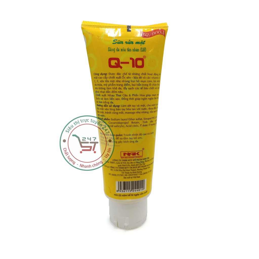 Sữa rửa mặt sáng da - Xóa tàn nhang Q10 - Sữa dê 100ml (Vàng)