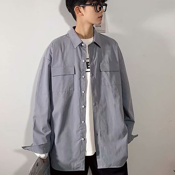 Áo sơ mi nam tay dài thời trang Hàn Quốc nhiều túi size M - 3XL