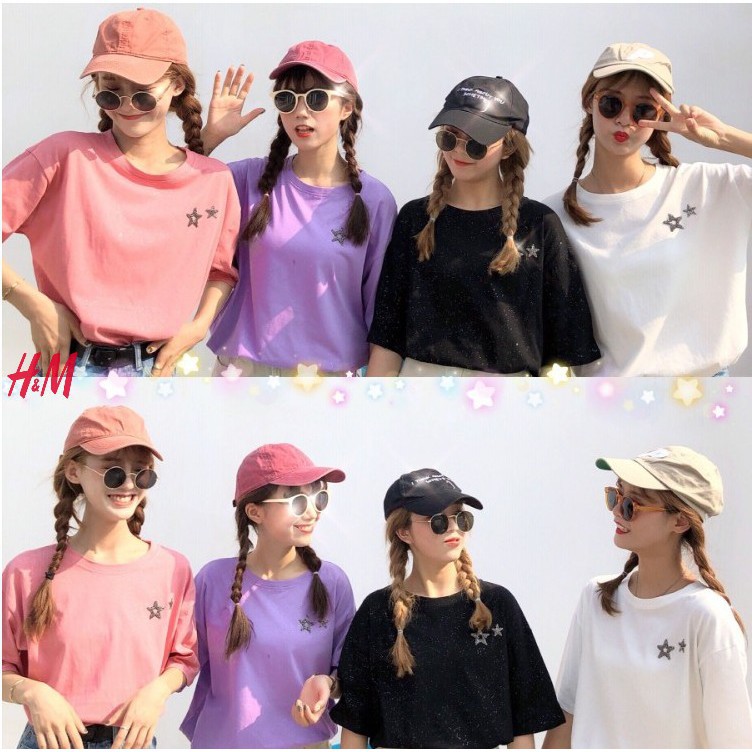 ÁO THUN TAY LỠ FORM RỘNG in Sao ngực nổi (kèm ảnh thật )