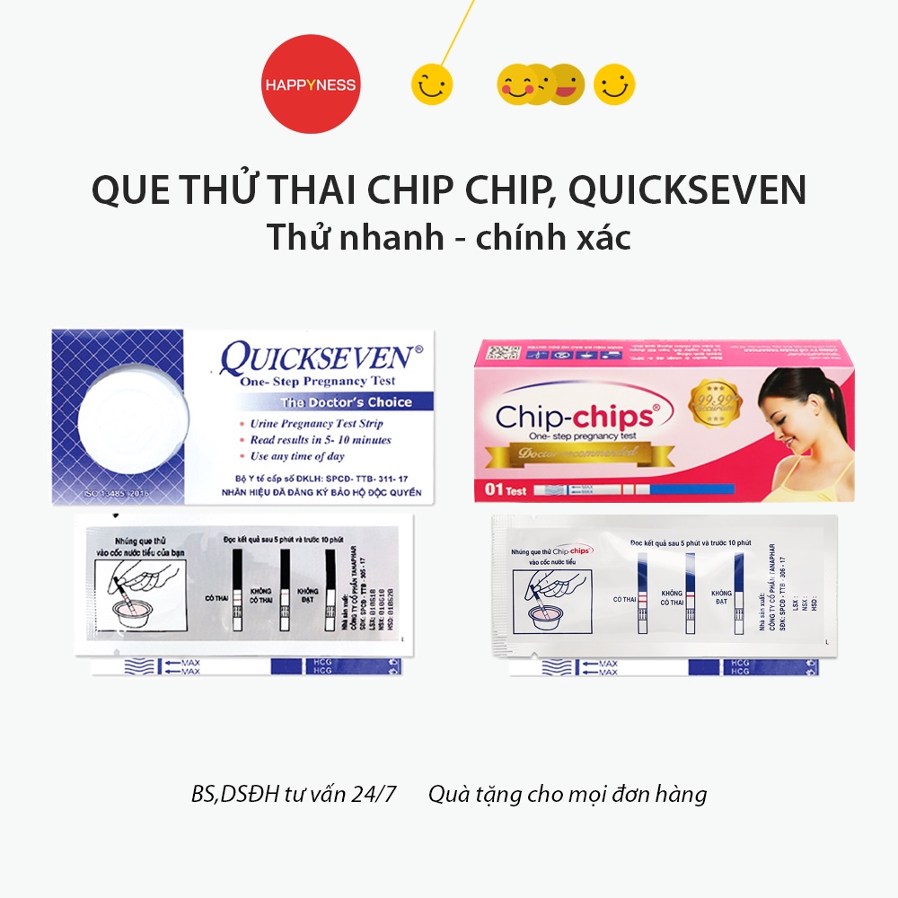 Que thử thai Chip Chip, que thử thai Quickseven - Test nhanh, chính xác