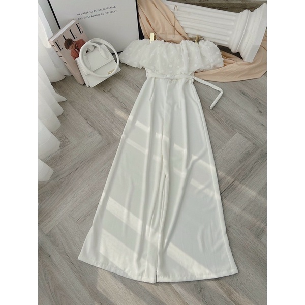 BỘ JUMP TRẮNG TRỄ VAI BÈO HOA NỔI SIÊU XINHH