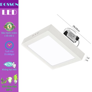 Đèn LED ốp trần 24W vuông nổi ánh ( ánh sáng trắng,vàng)