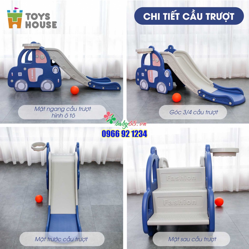 Cầu trượt kèm khung bóng rổ hình Ô tô KT 157*68*64 Toys House WM21B061-P, WM21B061-B