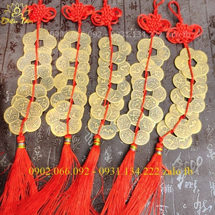 Xâu Dây Tiền Xu Ngũ Đế - Tam Tài - Quà Tặng Quà Lưu Niệm - Treo Làm Vật Phẩm Phong Thuỷ Hoa Mai 5 Cánh