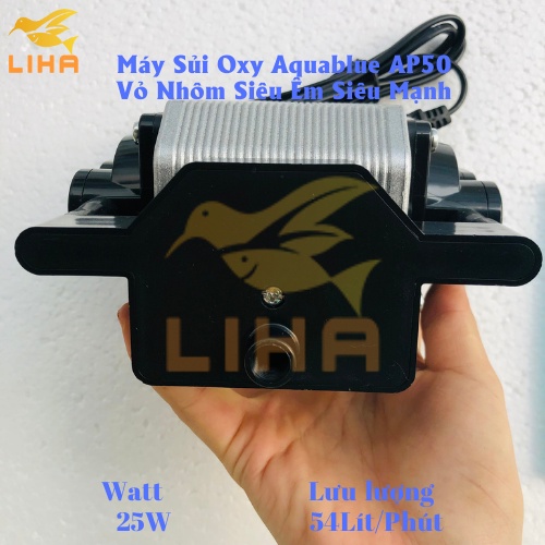 Máy Sủi Oxy Aquablue AP50 (25W-54Lít/Phút) - Máy Oxi Vỏ Nhôm Siêu Mạnh Cho Bể Cá