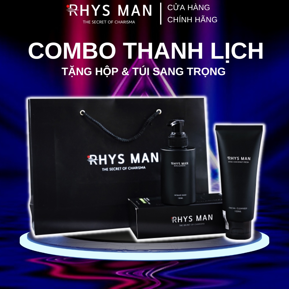 Bộ Quà Tặng Nam - Sữa rửa mặt nam Rhys Coconut Fresh 100ml & Dung dịch vệ sinh nam Rhys Ultimate 100ml
