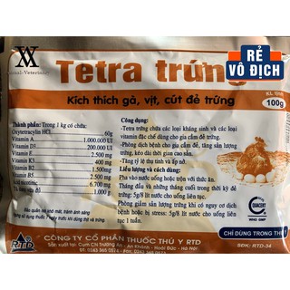 Thuốc thú y rtd tetra trứng 100g kích thích gà, vịt, cút đẻ trứng