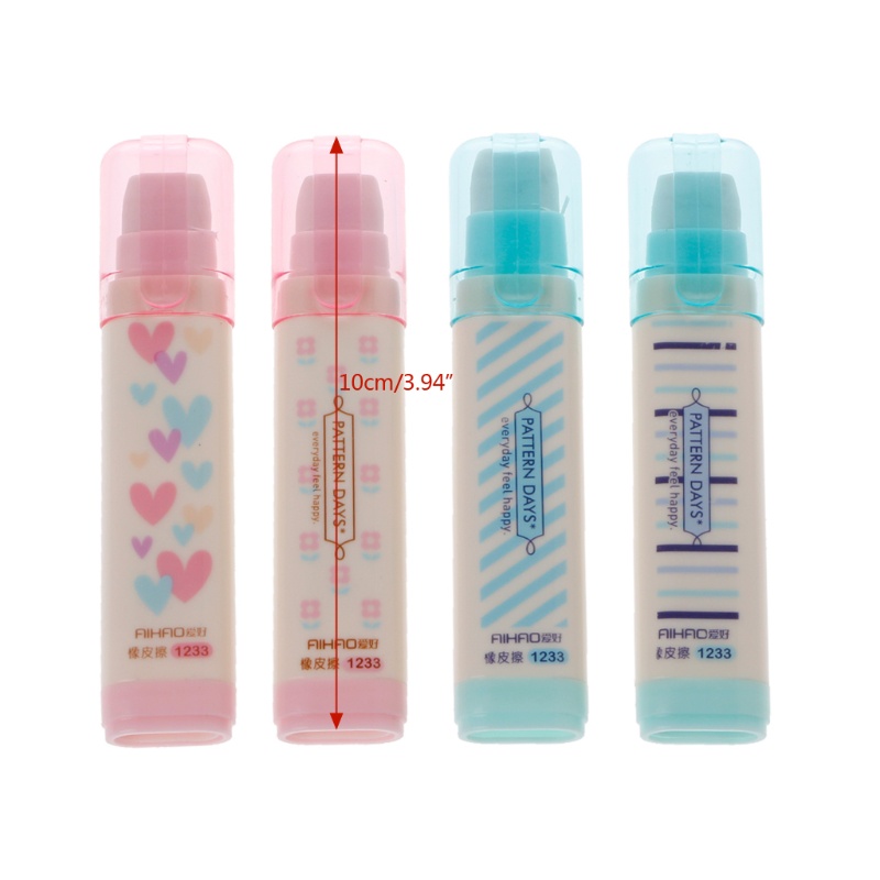 Gôm Tẩy Dạng Bút Chì Họa Tiết Sọc/Trái Tim/Bông Hoa Dễ Thương Cho Bé