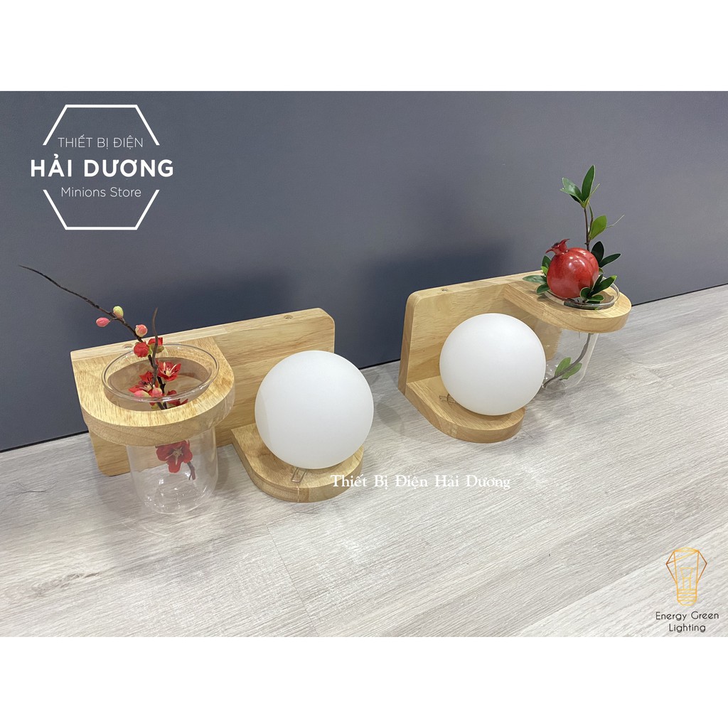 Đèn Tường Kệ Gỗ Chao Thủy Tinh Hiện Đại DT-2714 - Trang Trí Căn Phòng - Energy Green Lighting - Đã Bao Gồm Bóng