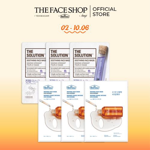 Combo 6 Miếng Mặt Nạ Giấy TheFaceShop Dr.Belmeur & The Solution (20Gx6)