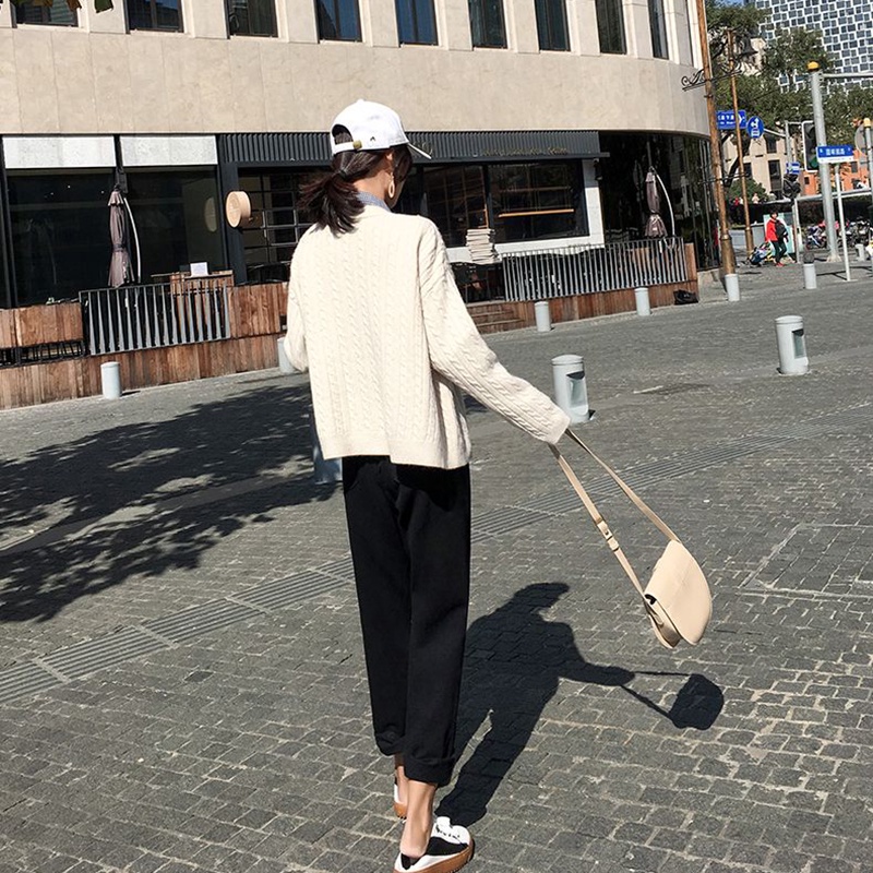 IELGY Quần denim off white Lưng Cao Phong Cách Hàn Quốc Cho Nữ