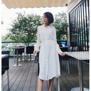 Váy sơ mi dáng suông màu Trắng