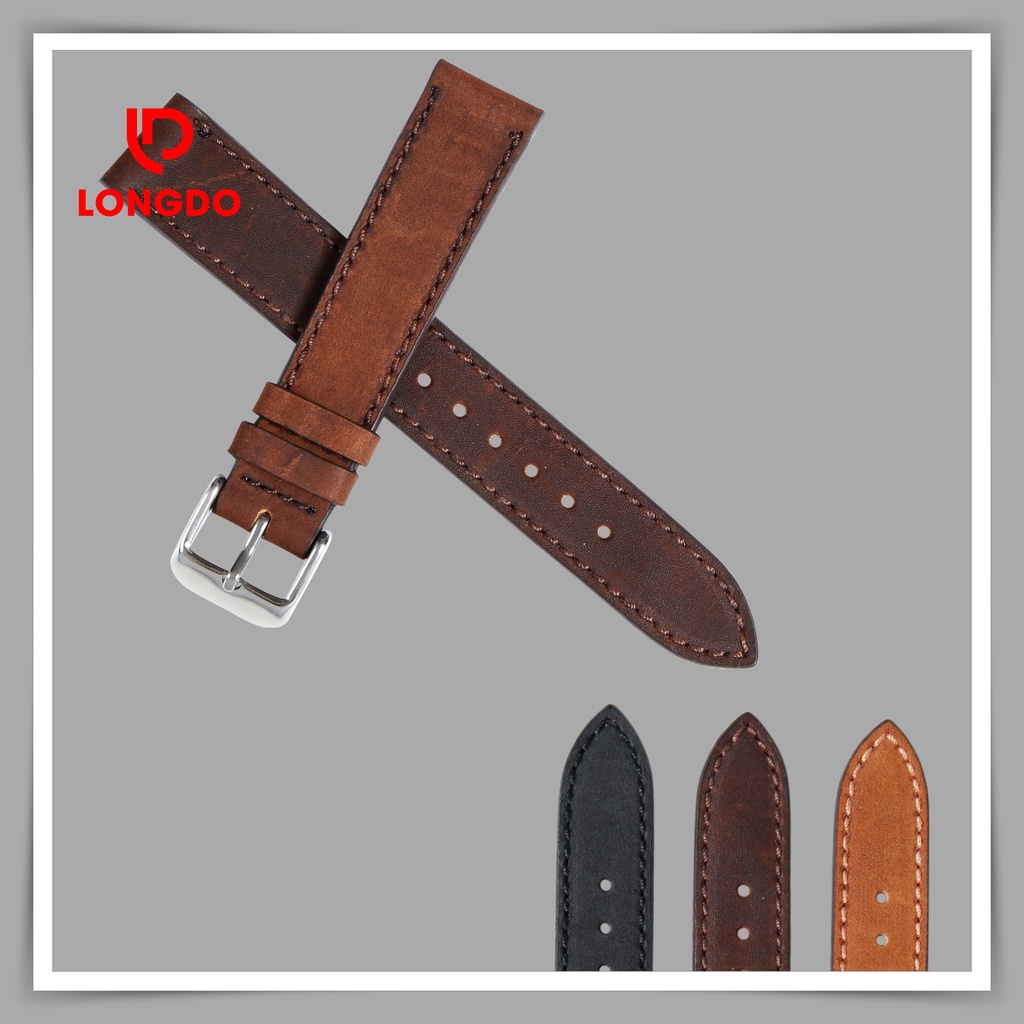 Dây đồng hồ da bò sáp - Đủ size 12/14/16/18/20/22/24 - Thương hiệu uy tín Longdo Leather