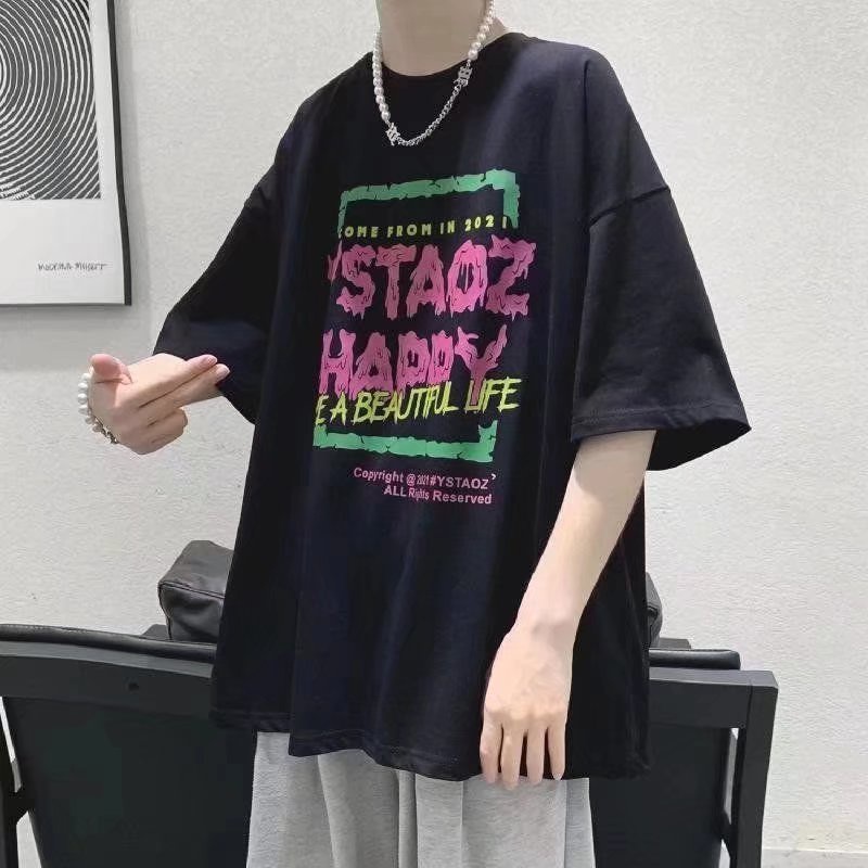 Áo Thun Dáng Rộng In Chữ Phong Cách Hip Hop Đường Phố Cho Nam Nữ Cỡ M-8XL